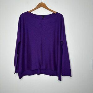 Eileen Fisher Boatneck Knit Top Size L Purple